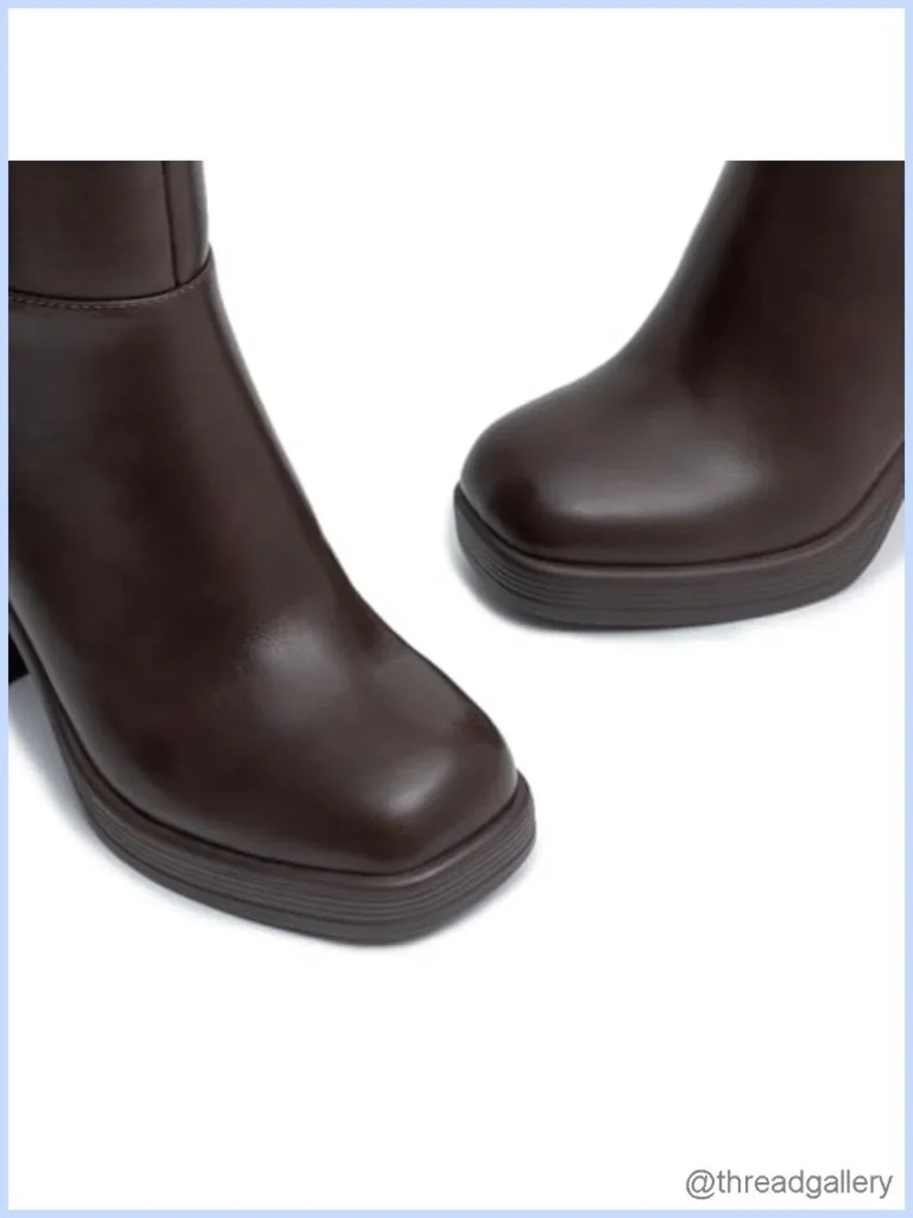Platform Ankle Boots Chunky Block Heel Square Toe Fashion Dress Heeled Booties